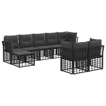Buiten bankenset 6 pcs Zwart en Donkergrijs Polyester