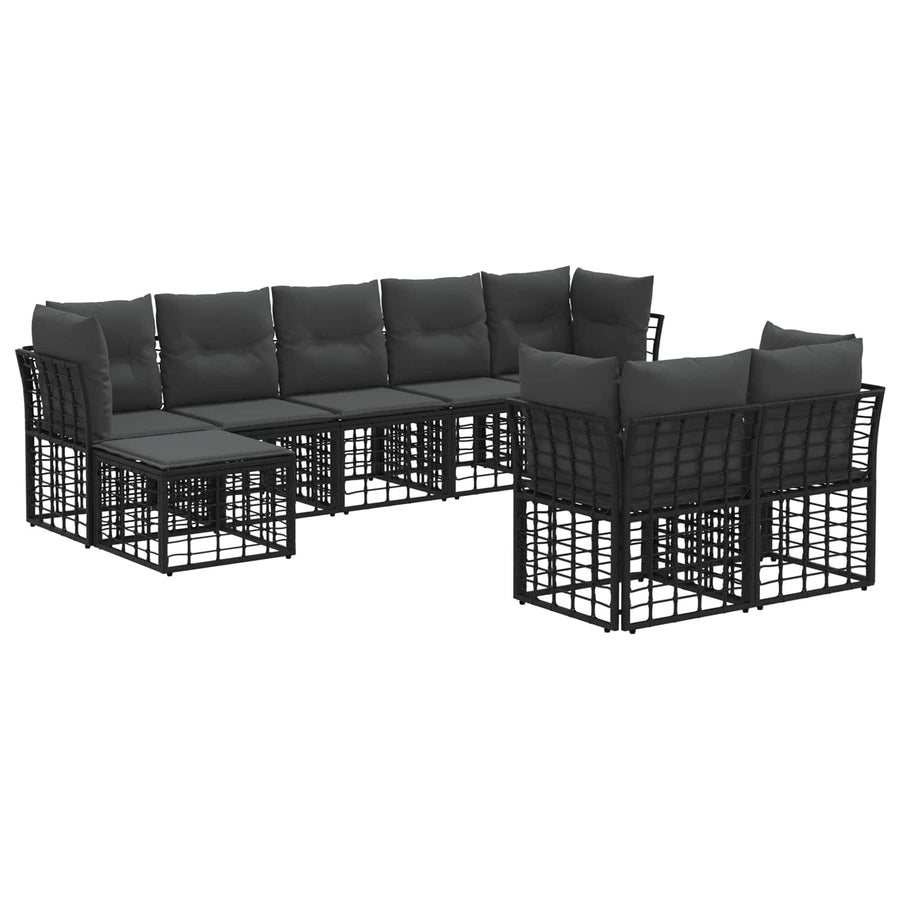 Buiten bankenset 6 pcs Zwart en Donkergrijs Polyester
