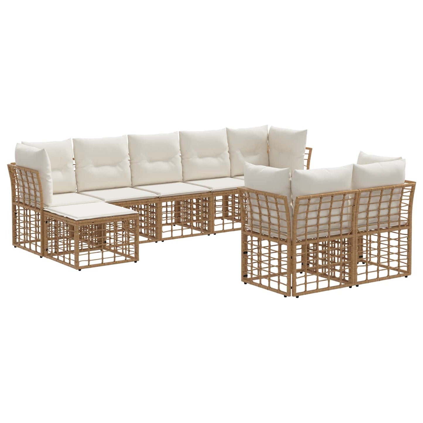 Buiten bankenset 6 pcs Natuurlijk en Crème Wit Polyester