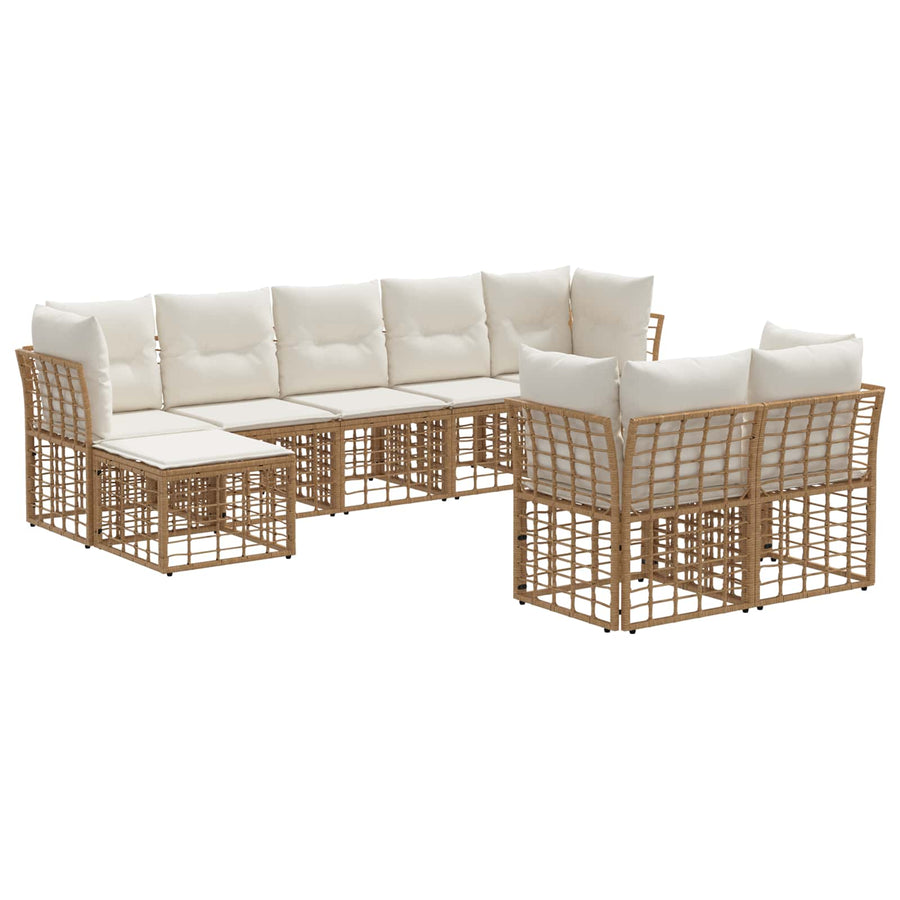Buiten bankenset 6 pcs Natuurlijk en Crème Wit Polyester
