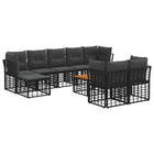 Loungeset 10-delig zwart donkergrijs poly rattan acaciahout