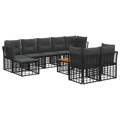 Buiten bankenset 10 pcs Zwart en Donkergrijs Polyester