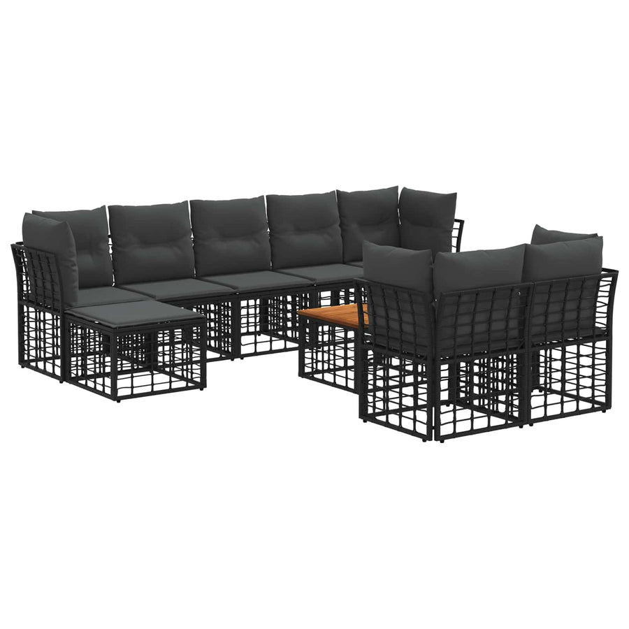 Buiten bankenset 10 pcs Zwart en Donkergrijs Polyester