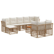Tuinbankenset 10-delig poly rattan crème wit