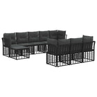 Tuinbankenset 10-delig poly rattan zwart donkergrijs