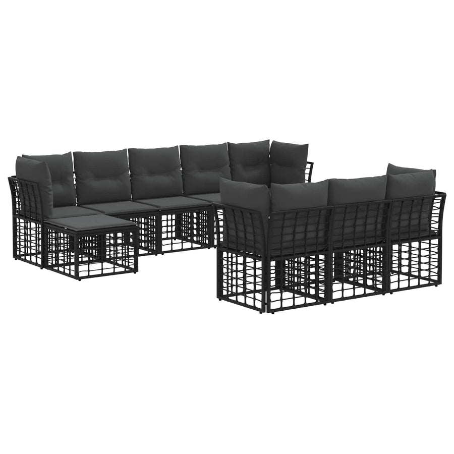 Buiten bankenset 10 pcs Zwart en Donkergrijs Polyester