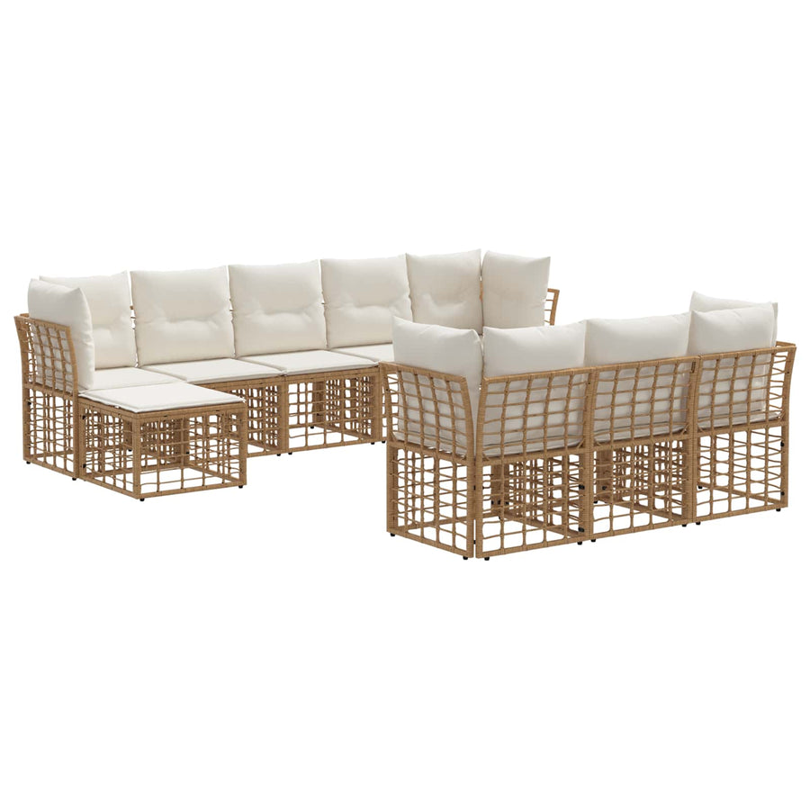 Buiten bankenset 10 pcs Natuurlijk en Crème Wit Polyester