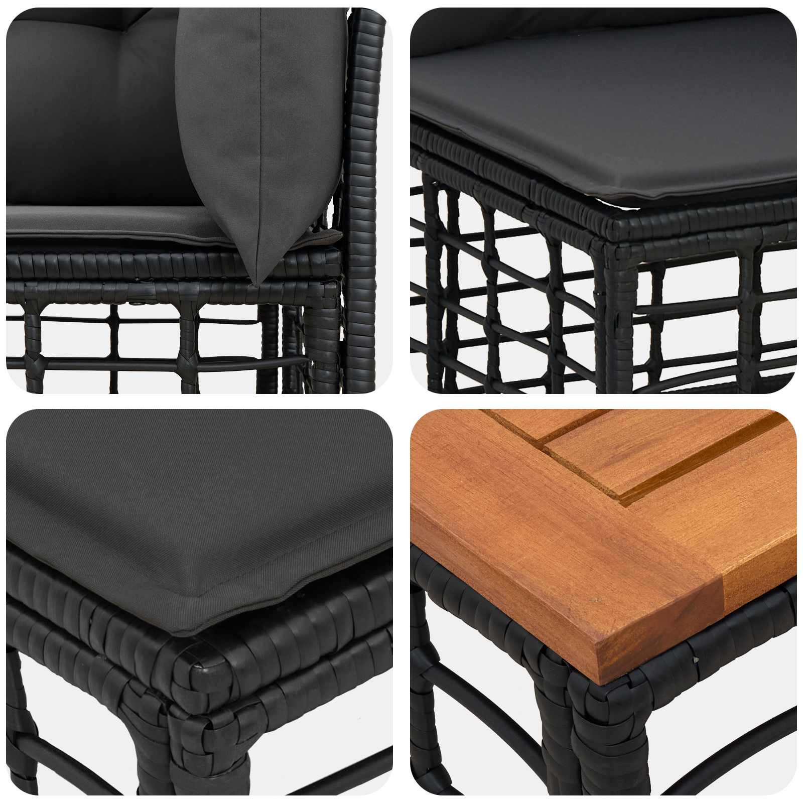 Buiten bankenset 11 pcs Zwart en Donkergrijs Polyester