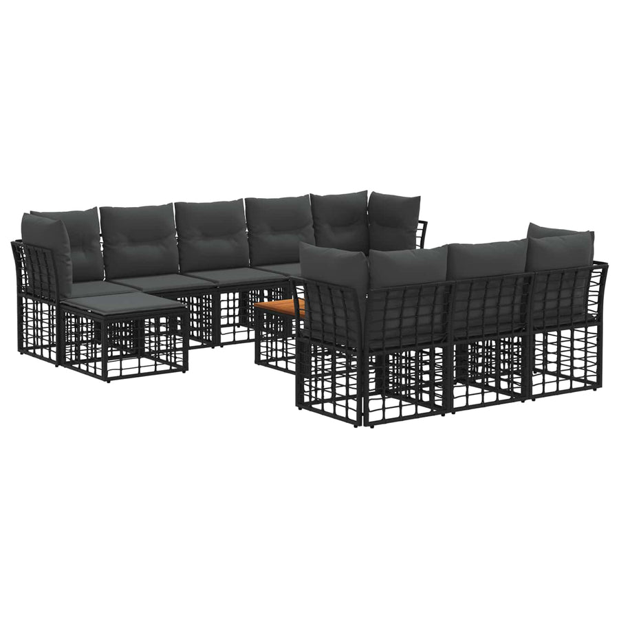 Buiten bankenset 11 pcs Zwart en Donkergrijs Polyester