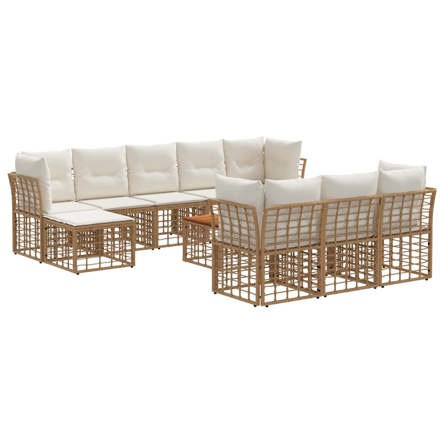 Buiten bankenset 11 pcs Natuurlijk en Crème Wit Polyester