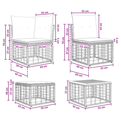 Buiten bankenset 11 pcs Natuurlijk en Crème Wit Polyester