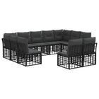 Tuinset 11-delig poly rattan zwart donkergrijs