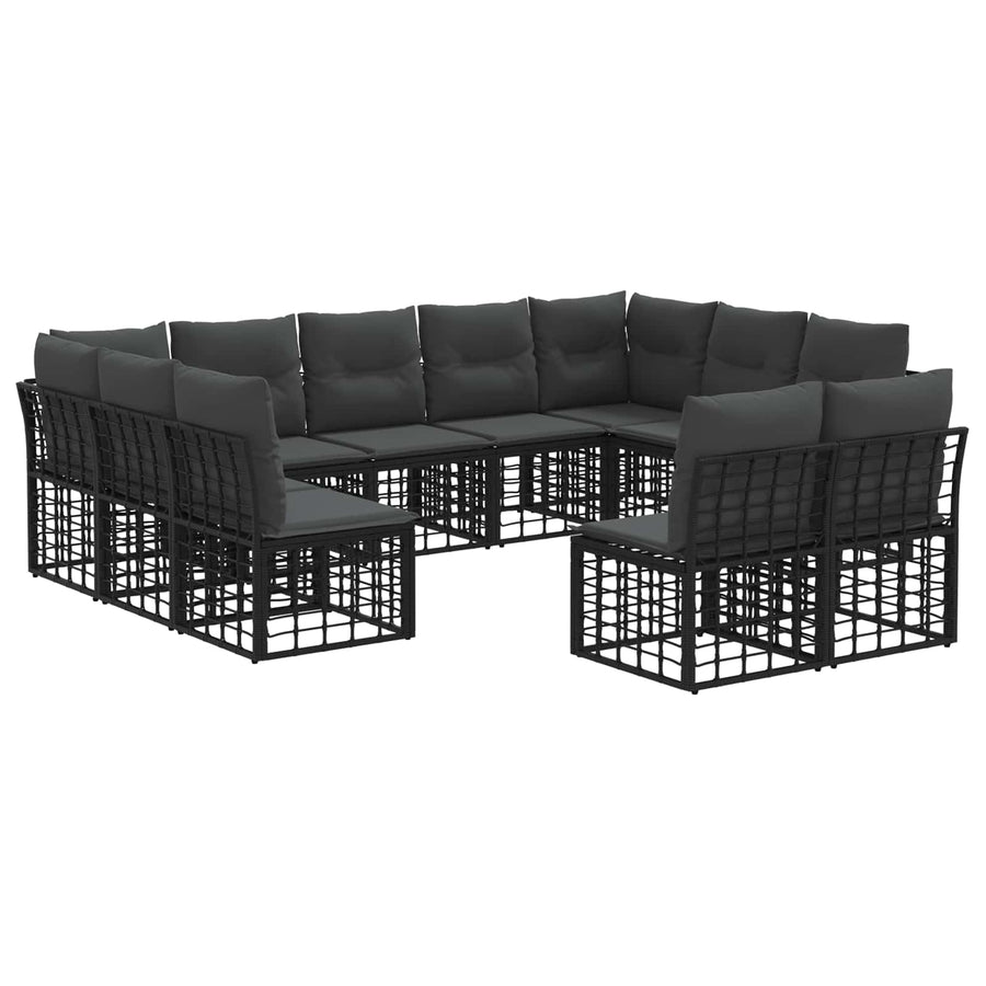 Buiten bankenset 11 pcs Zwart en Donkergrijs Polyester