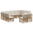 Tuinbankenset 11-persoons poly rattan crème wit