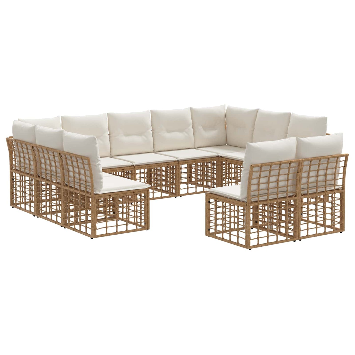 Buiten bankenset 11 pcs Natuurlijk en Crème Wit Polyester