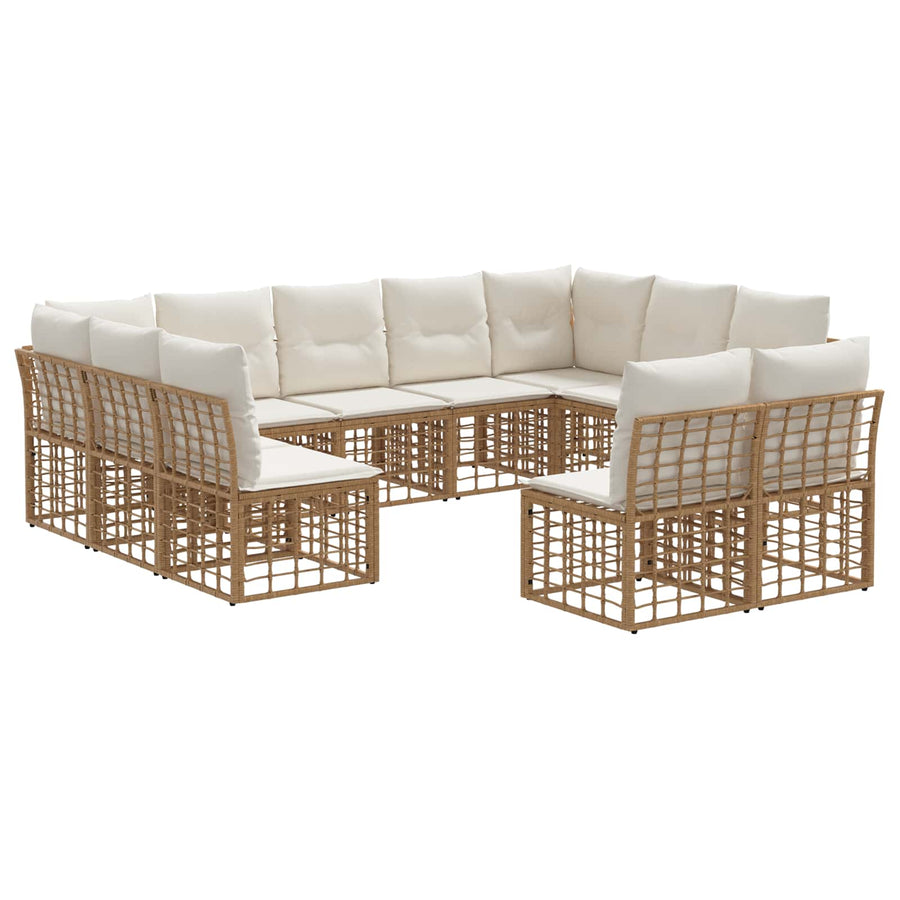 Buiten bankenset 11 pcs Natuurlijk en Crème Wit Polyester