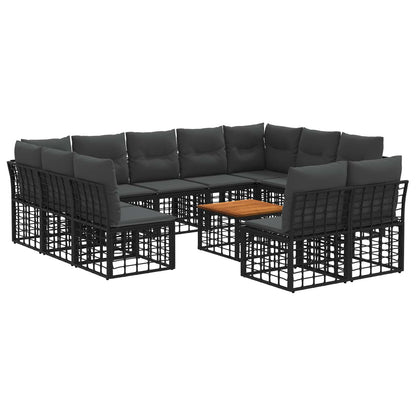 Buiten bankenset 12 pcs Zwart en Donkergrijs Polyester