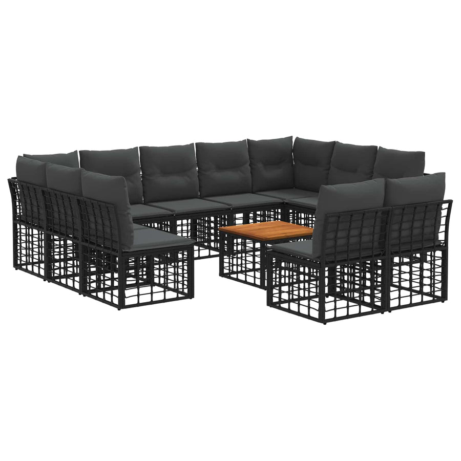 Buiten bankenset 12 pcs Zwart en Donkergrijs Polyester
