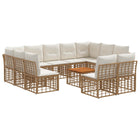 Tuinbankenset 12-delig polyrattan acaciahout crème wit