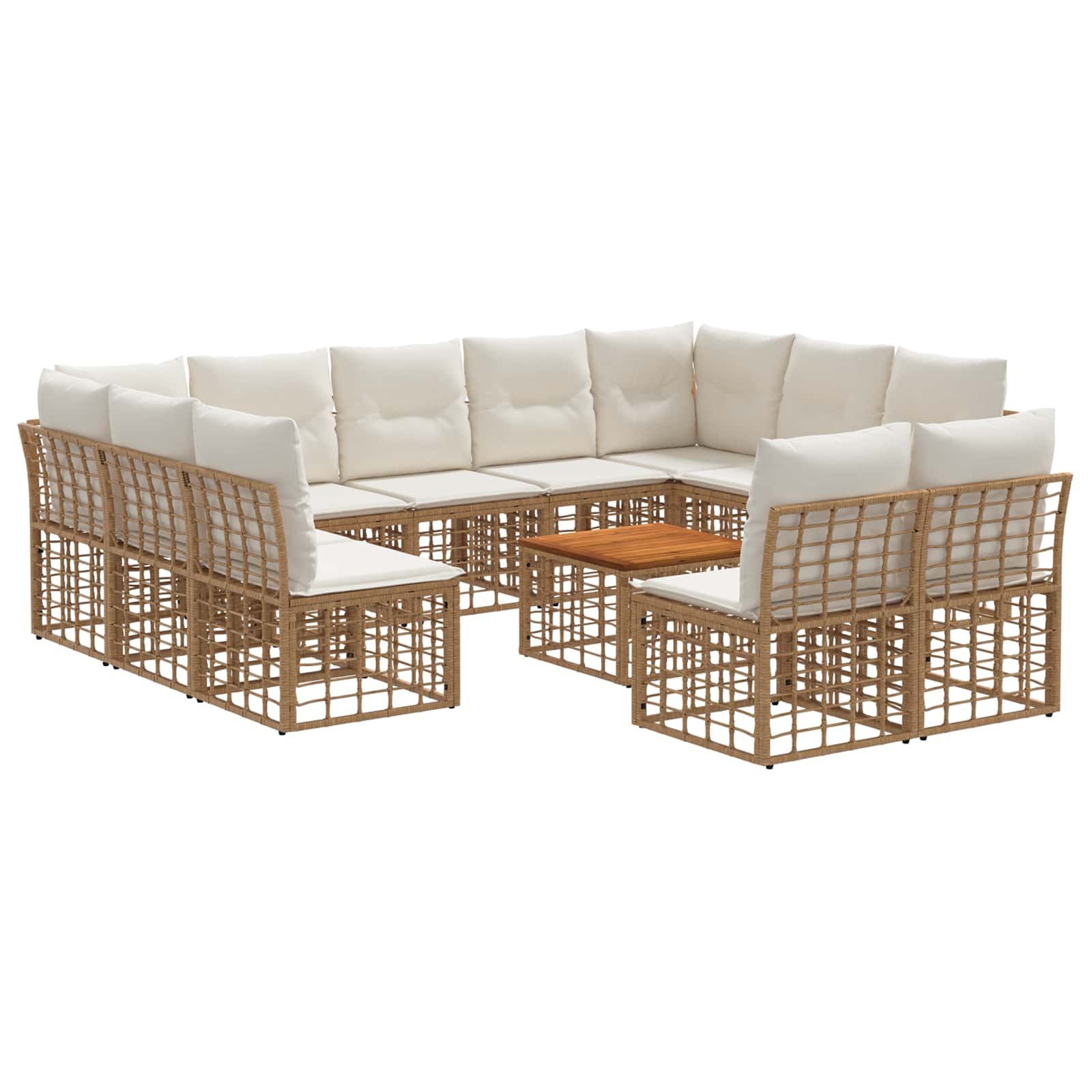 Buiten bankenset 12 pcs Natuurlijk en Crème Wit Polyester