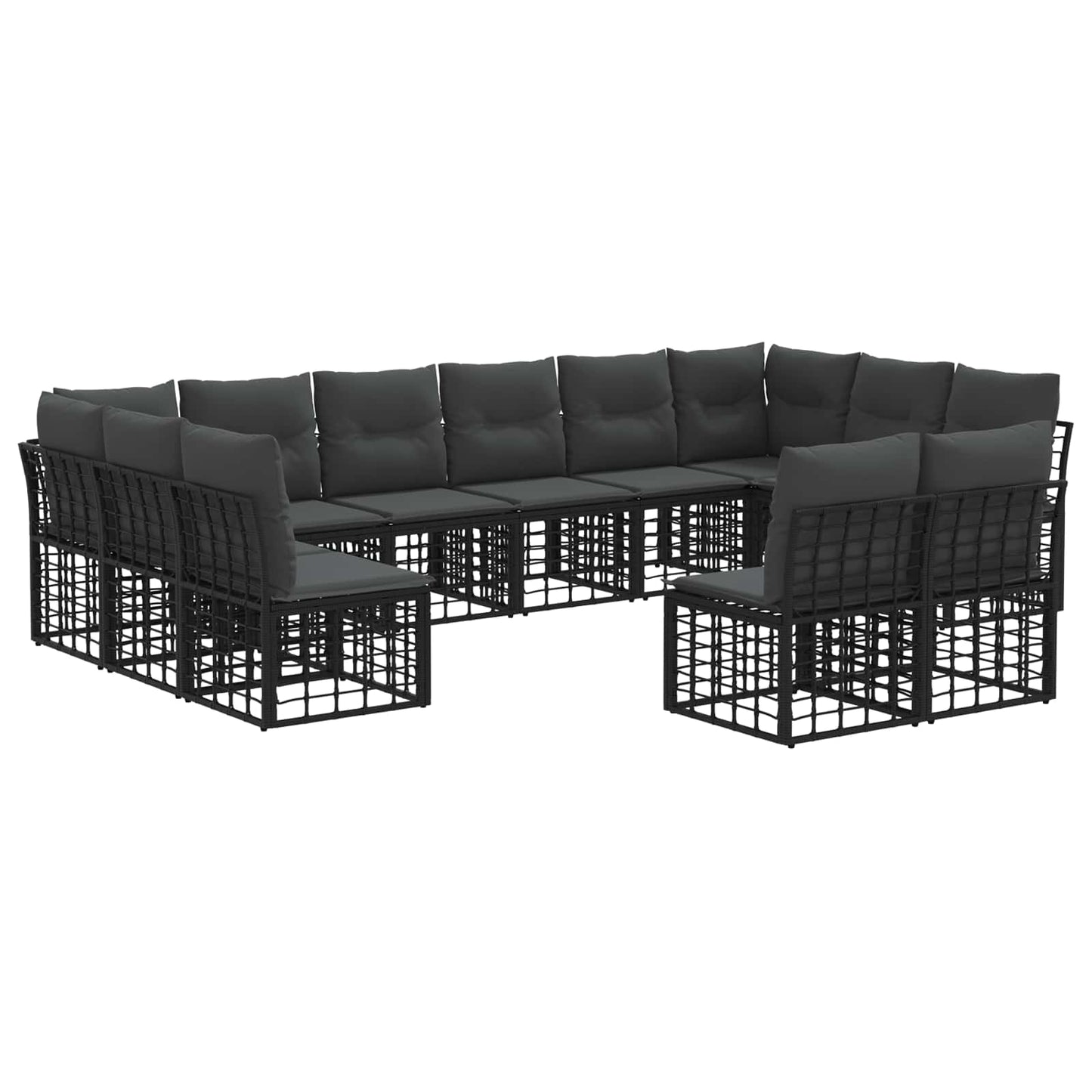 Buiten bankenset 6 pcs Zwart en Donkergrijs Polyester