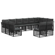 Tuinbankenset 6 personen zwart donkergrijs polyester