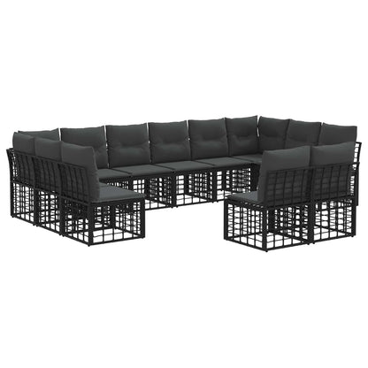 Buiten bankenset 6 pcs Zwart en Donkergrijs Polyester