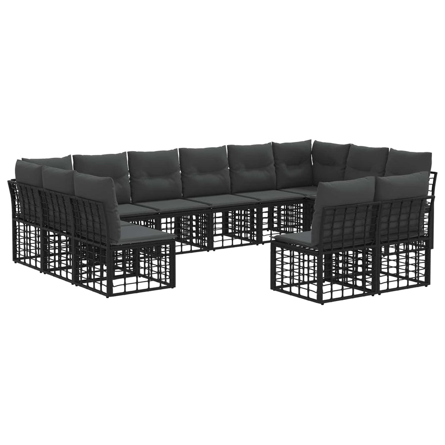 Buiten bankenset 6 pcs Zwart en Donkergrijs Polyester