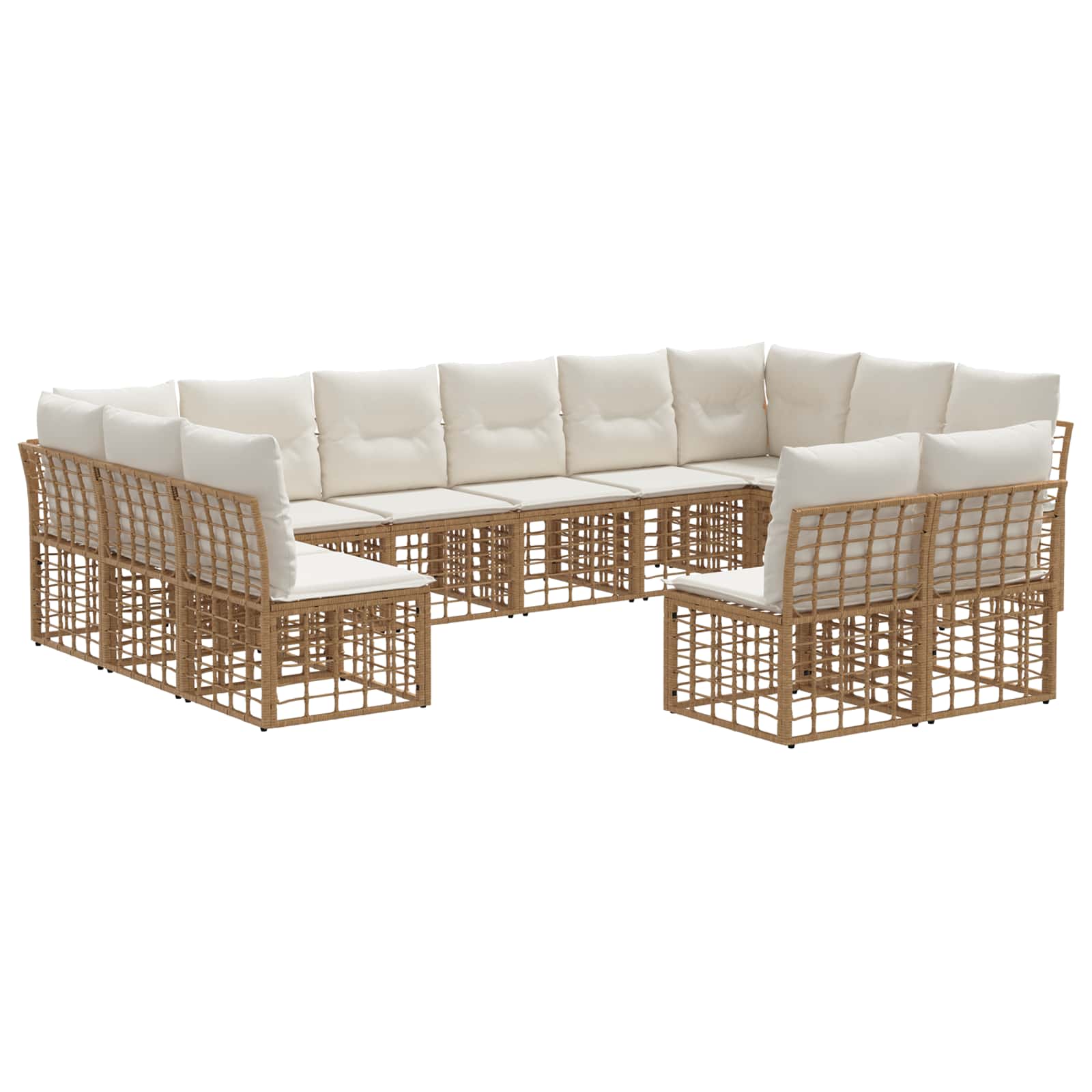 Buiten bankenset 6 pcs Natuurlijk en Crème Wit Polyester
