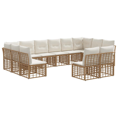Buiten bankenset 6 pcs Natuurlijk en Crème Wit Polyester