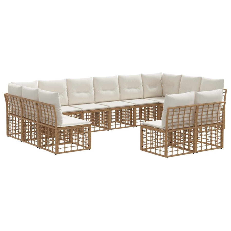 Buiten bankenset 6 pcs Natuurlijk en Crème Wit Polyester