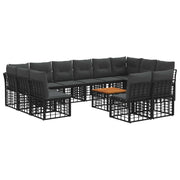 Tuinbankenset 13-delig poly rattan zwart donkergrijs