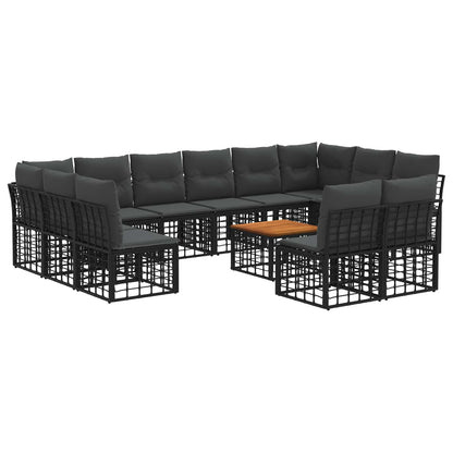 Buiten bankenset 13 pcs Zwart en Donkergrijs Polyester
