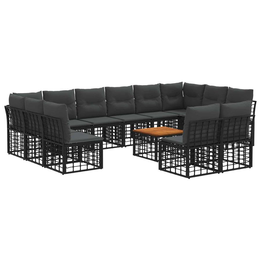 Buiten bankenset 13 pcs Zwart en Donkergrijs Polyester