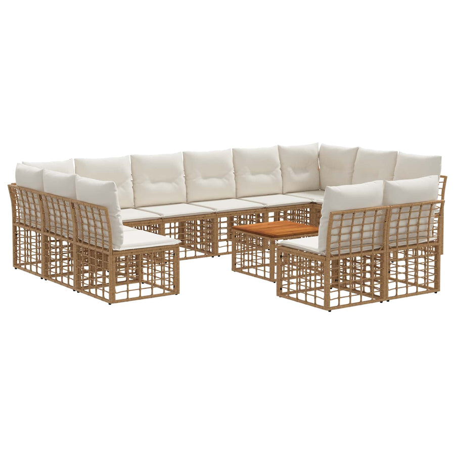 Buiten bankenset 13 pcs Natuurlijk en Crème Wit Polyester
