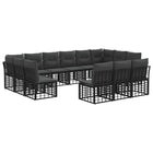 Tuinbankenset 10 personen zwart donkergrijs poly rattan