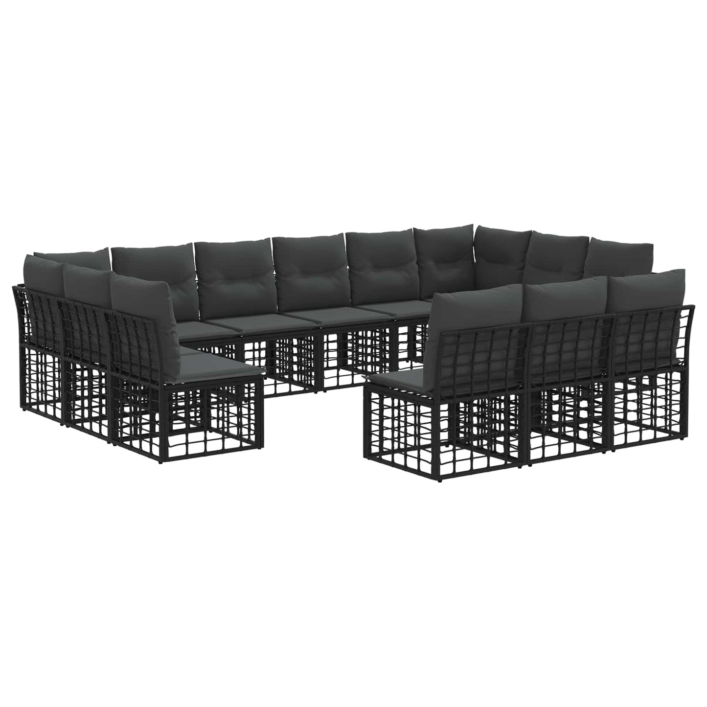 Buiten bankenset 10 pcs Zwart en Donkergrijs Polyester