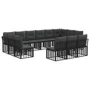 Tuinbankenset 10 personen zwart donkergrijs poly rattan