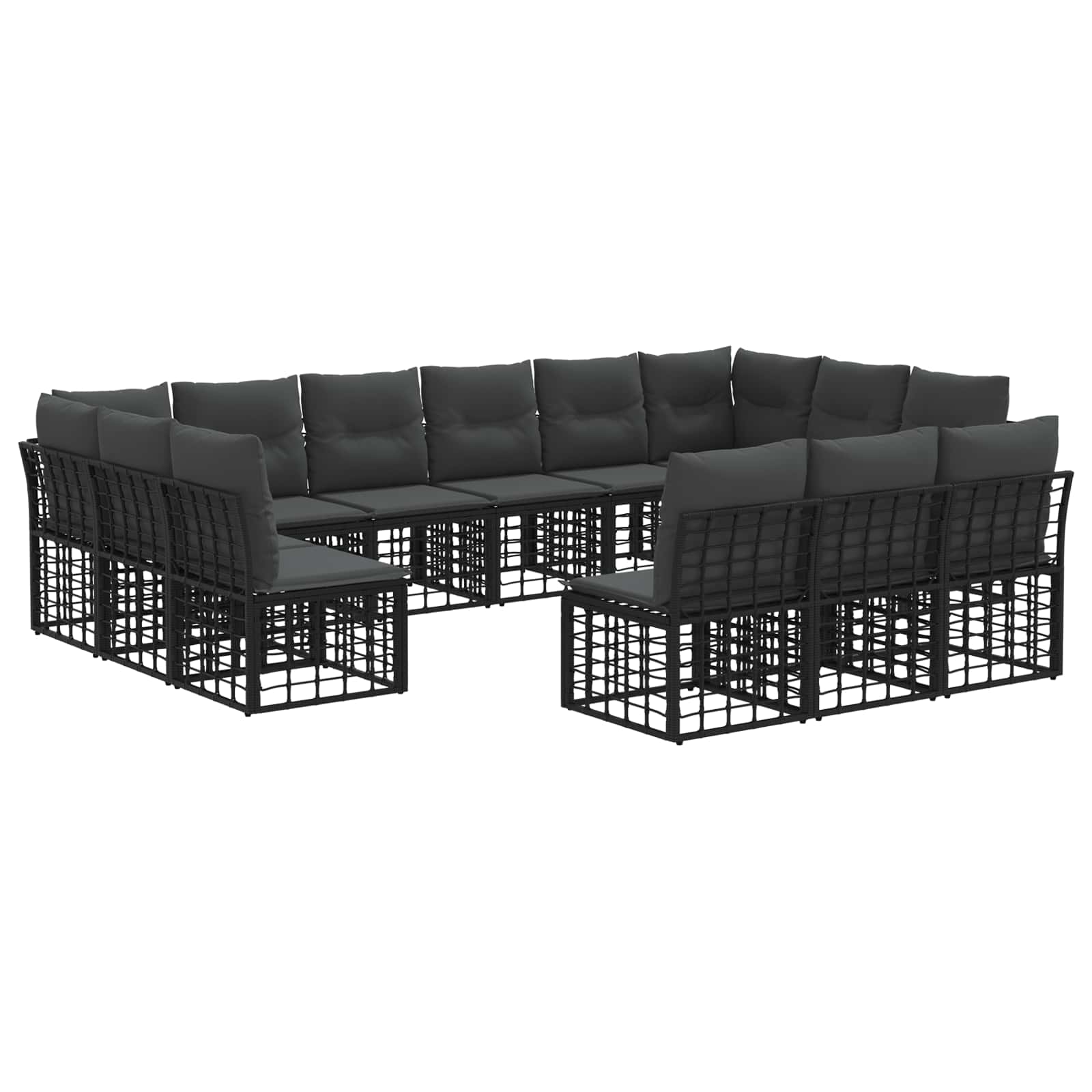 Buiten bankenset 10 pcs Zwart en Donkergrijs Polyester