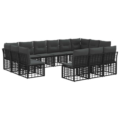 Buiten bankenset 10 pcs Zwart en Donkergrijs Polyester
