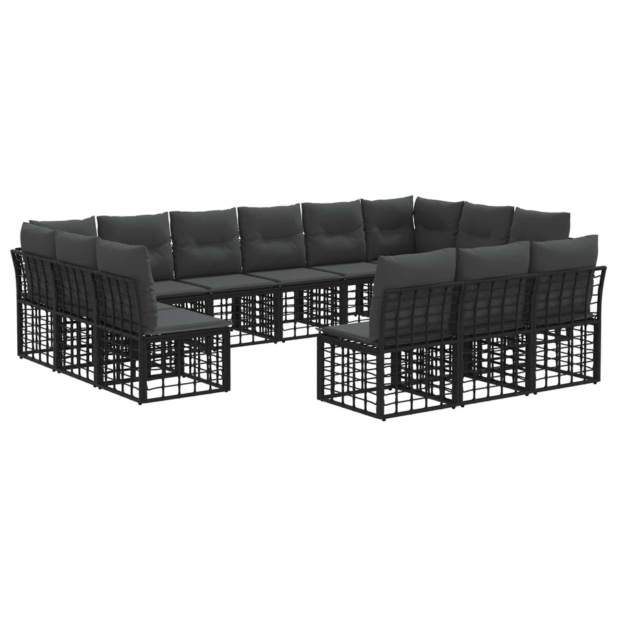 Buiten bankenset 10 pcs Zwart en Donkergrijs Polyester