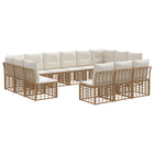 Tuinset 10 personen poly rattan natuurlijk crème wit