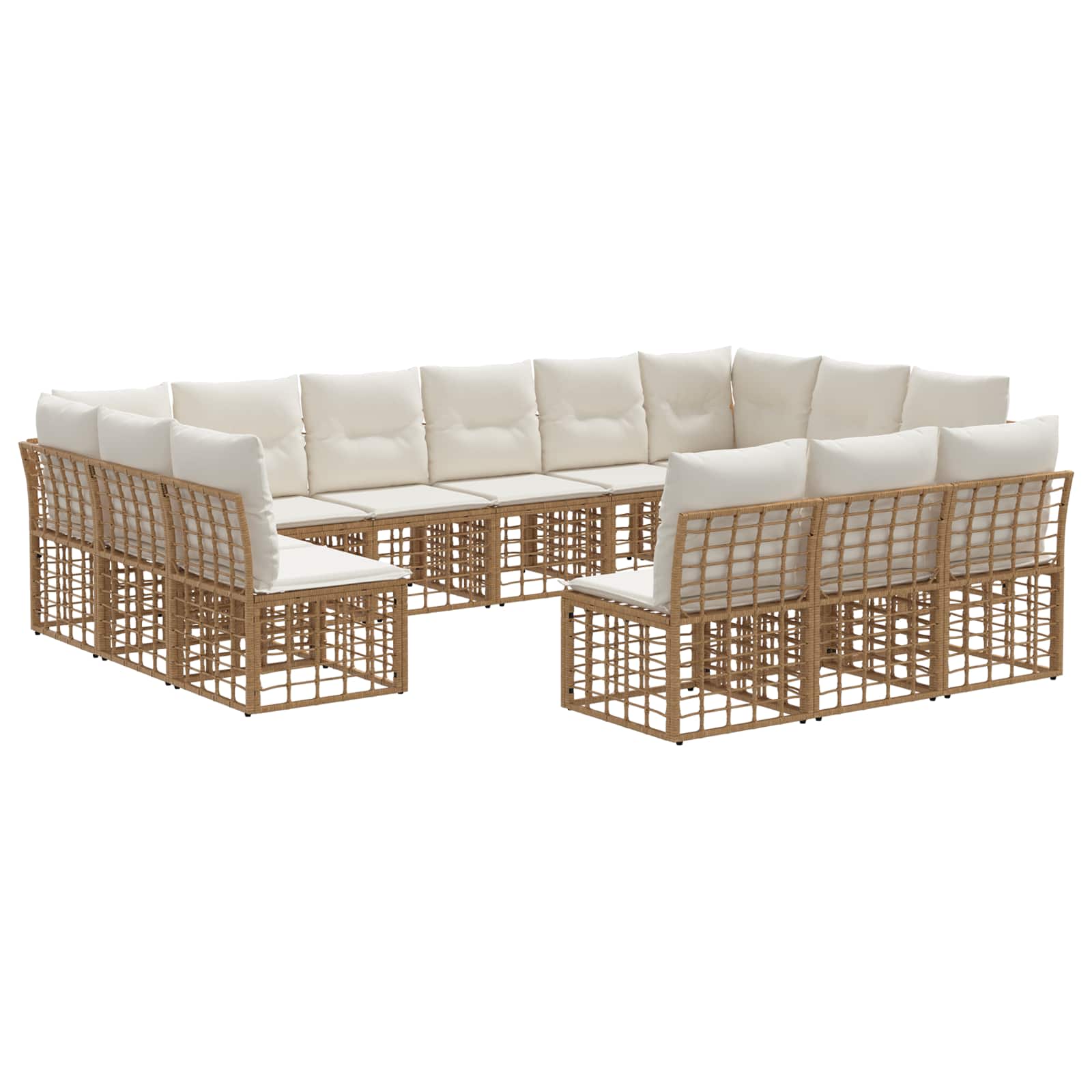 Buiten bankenset 10 pcs Natuurlijk en Crème Wit Polyester