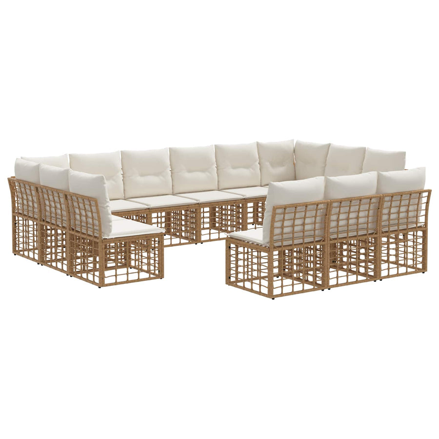 Buiten bankenset 10 pcs Natuurlijk en Crème Wit Polyester