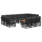 Tuinbankenset 14-delig polyrattan zwart