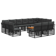 Tuinbankenset 14-delig polyrattan zwart