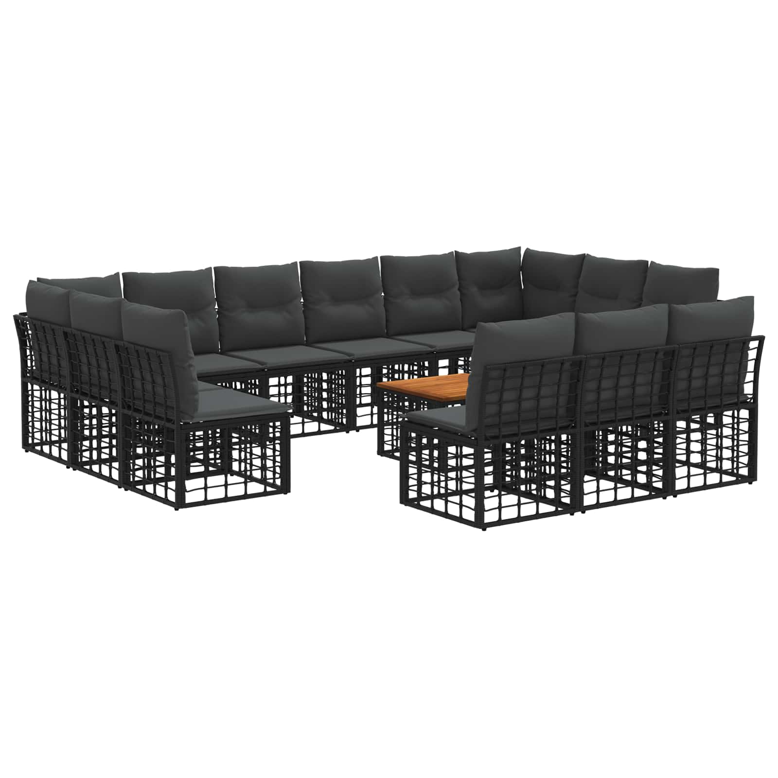 Buiten bankenset 14 pcs Zwart en Donkergrijs Polyester