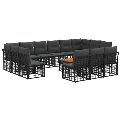 Buiten bankenset 14 pcs Zwart en Donkergrijs Polyester