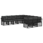 Tuinset 8 personen polyrattan zwart donkergrijs