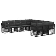 Tuinset 8 personen polyrattan zwart donkergrijs